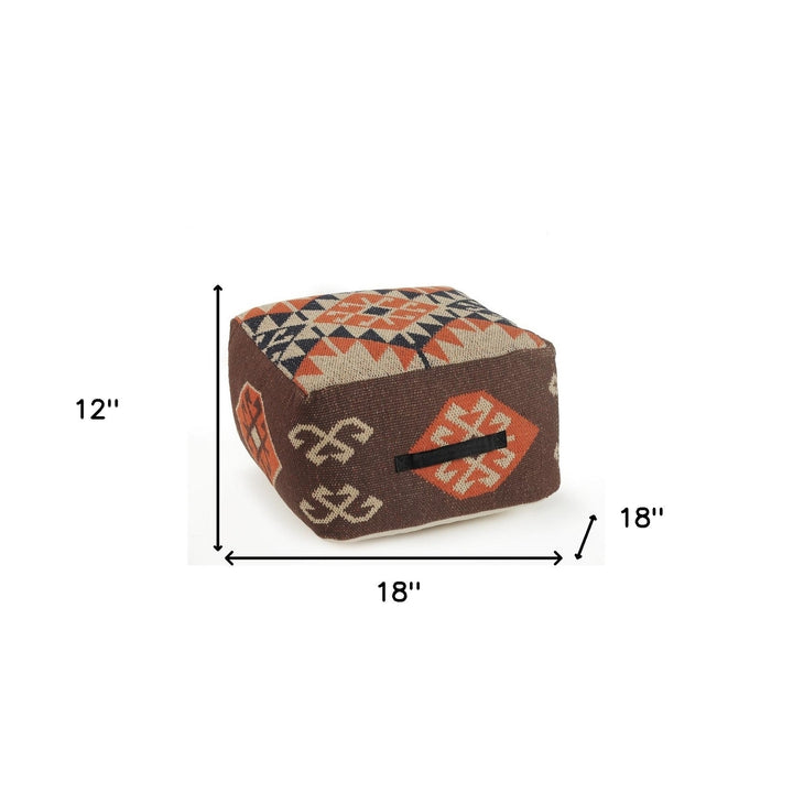 18" Brown Cotton Blend Ottoman Image 6