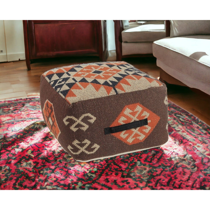 18" Brown Cotton Blend Ottoman Image 7