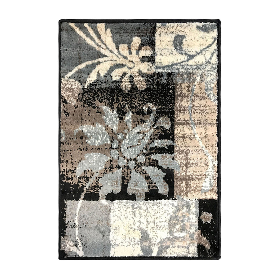 2 X 3 Beige And Gray Floral Power Loom Distressed Stain Resistant Area Rug Image 1