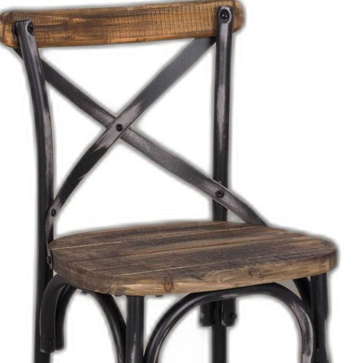 22" Brown And Black Iron Bar Chair Image 2