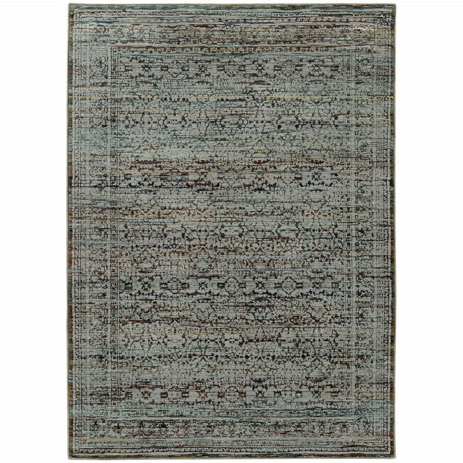 2 x 3 Blue Green Oriental Power Loom Area Rug Image 1