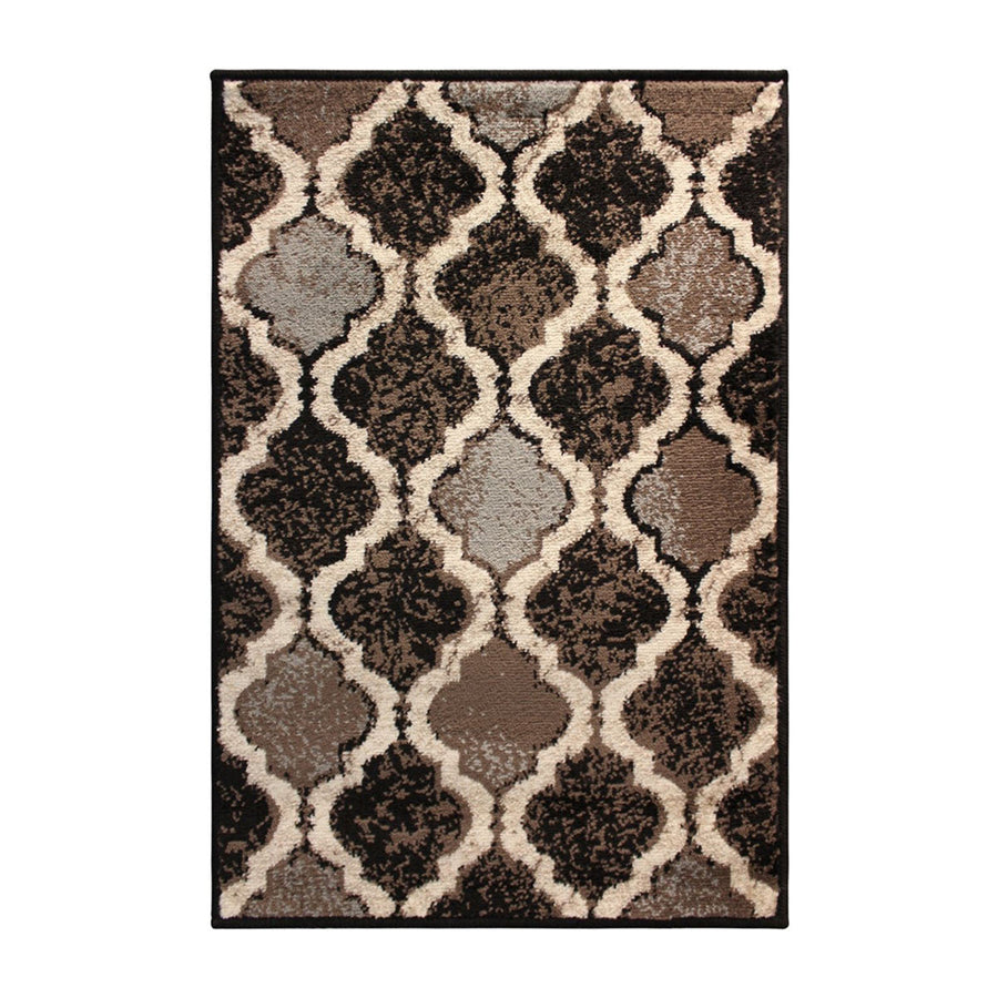 2 X 3 Chocolate Quatrefoil Power Loom Distressed Stain Resistant Area Rug Image 1