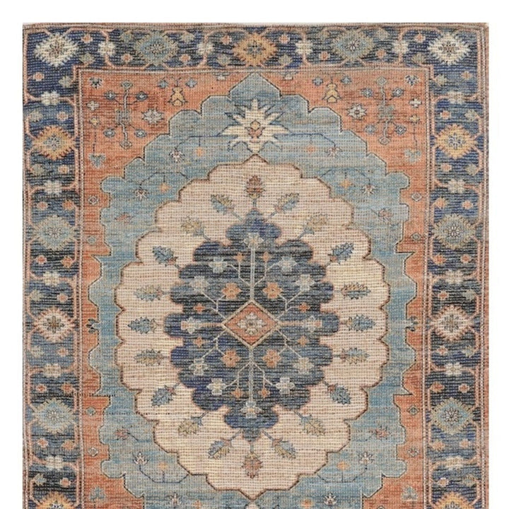 2 X 4 Blue Medallion Hand Woven Area Rug Image 9