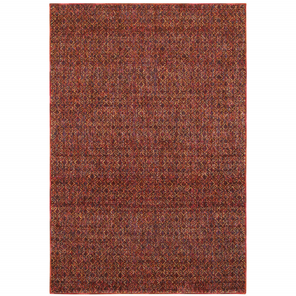 2 x 3 Red and Gold Geometric Power Loom Area Rug Image 1