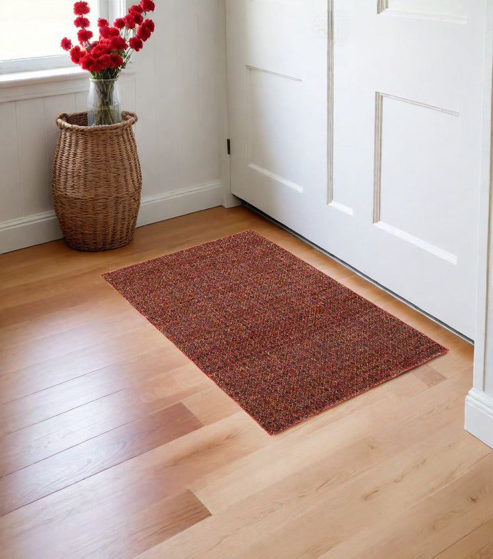 2 x 3 Red and Gold Geometric Power Loom Area Rug Image 4