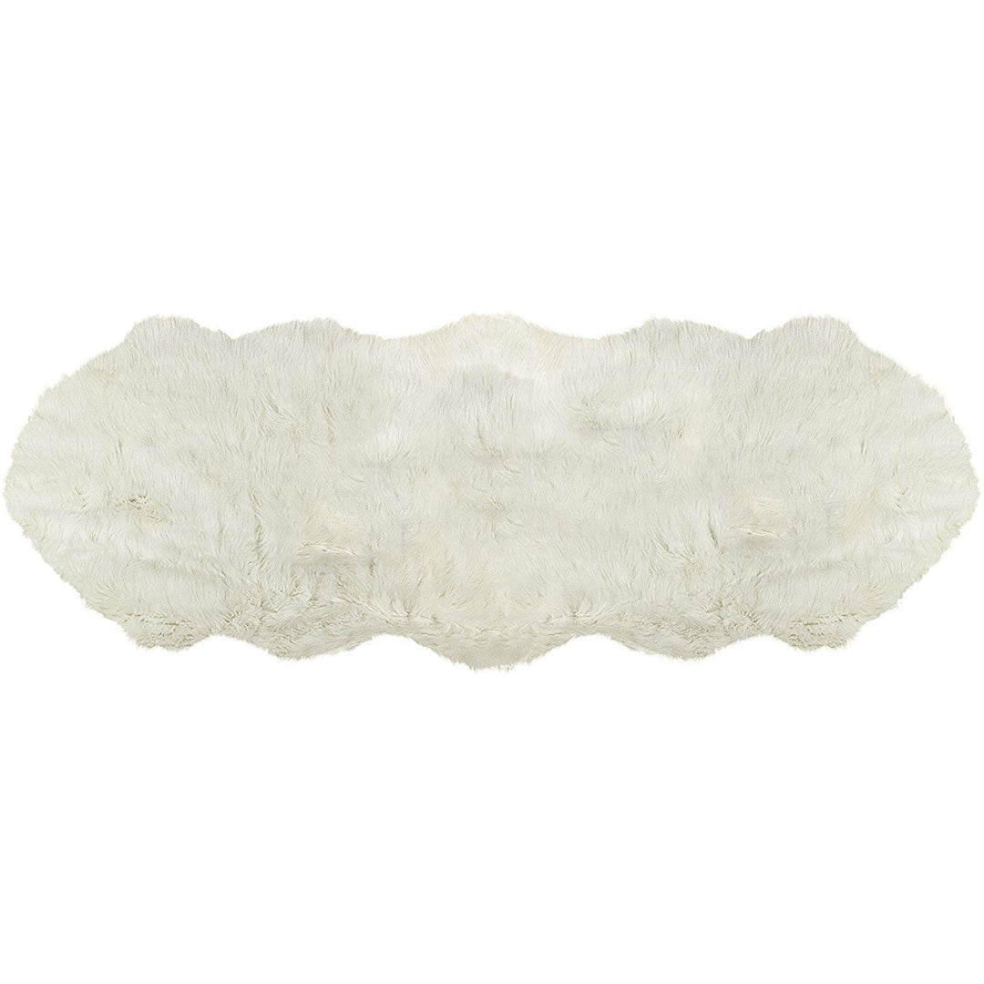 2 X 6 Off White Faux Sheepskin Machine Tufted Non Skid Area Rug Image 2