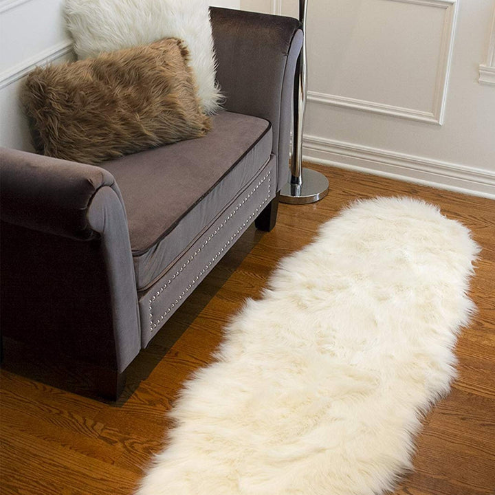 2 X 6 Off White Faux Sheepskin Machine Tufted Non Skid Area Rug Image 3