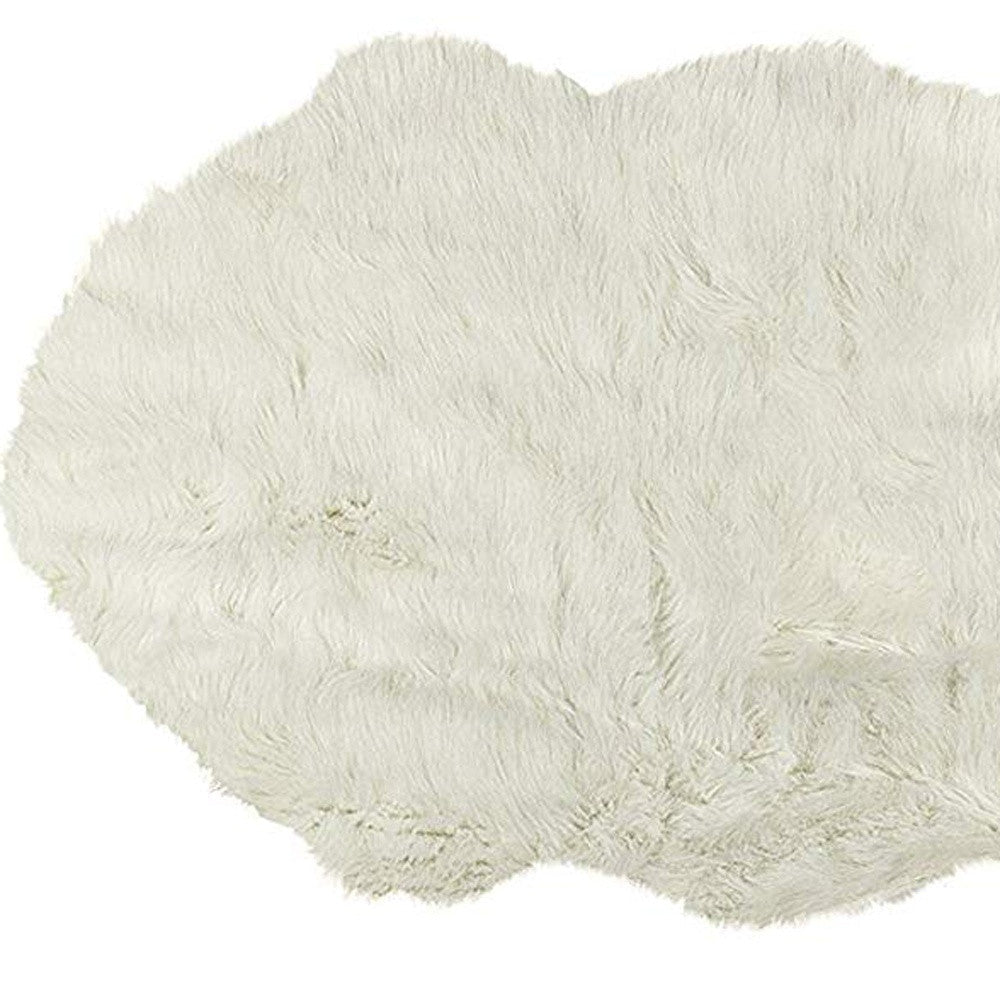 2 X 6 Off White Faux Sheepskin Machine Tufted Non Skid Area Rug Image 7