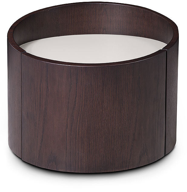 21" Round Modern Brown Oak Finish End Table Image 1