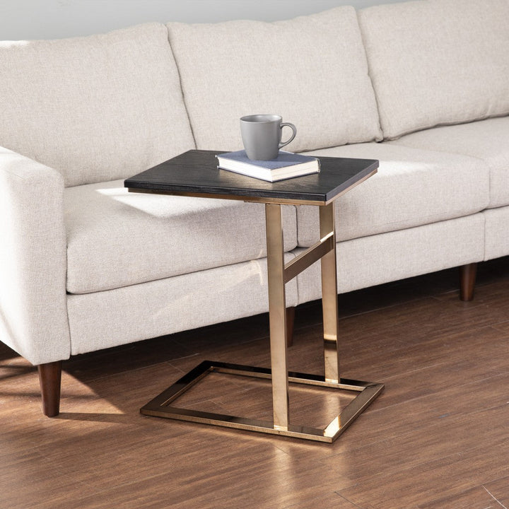 24" Gold And Black Contemporary Rectangular End Table Image 1