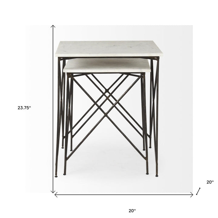 24" Bronze And White Marble Square End Table Image 10