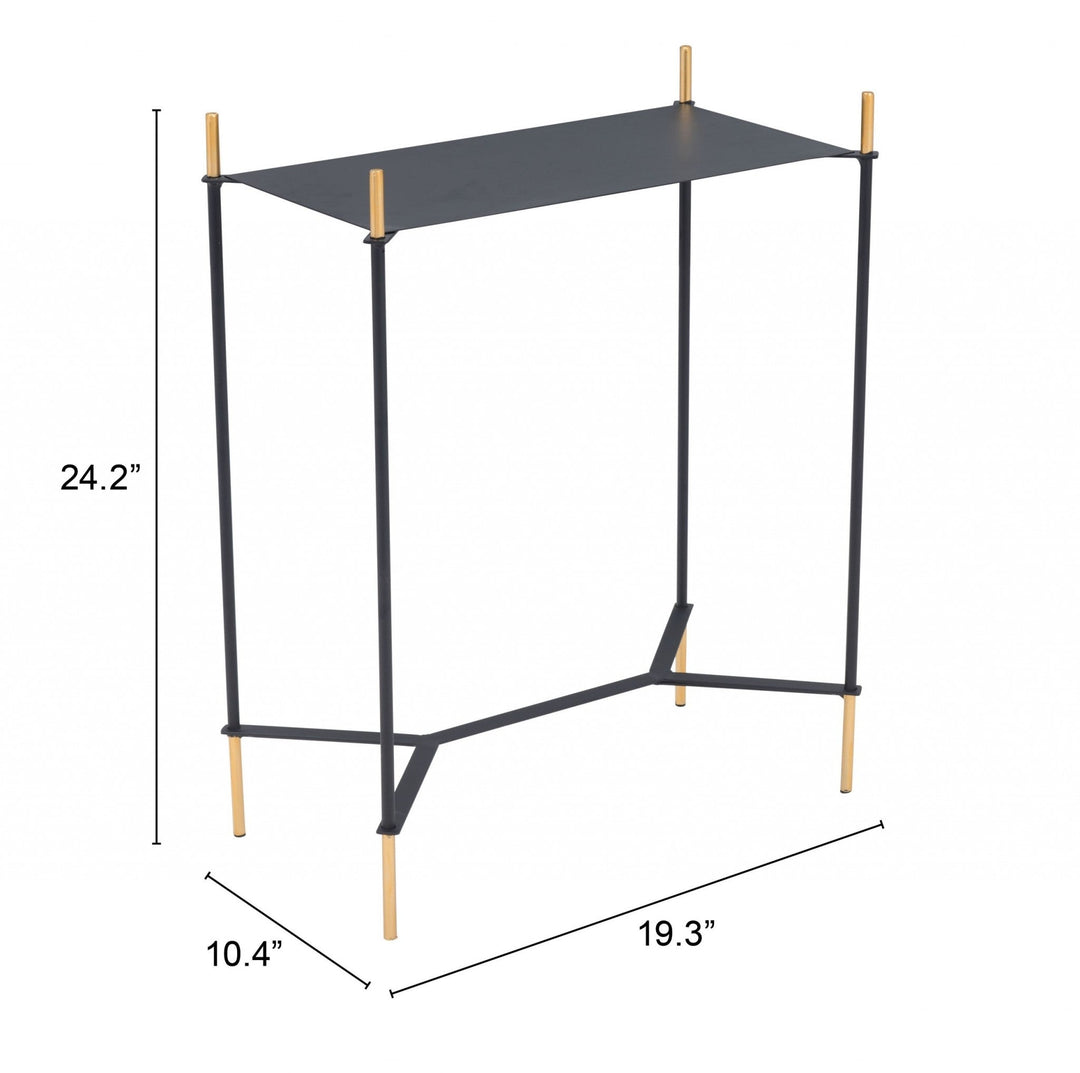 24" Gold And Black Steel End Table Image 1