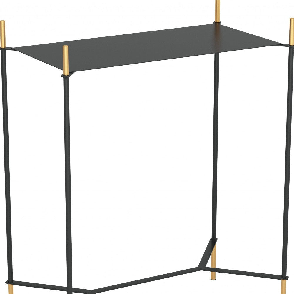 24" Gold And Black Steel End Table Image 3