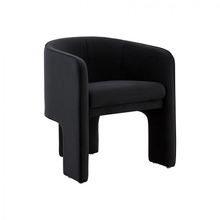 24" Black Velvet Mod Three Leg Arm Chair Image 1