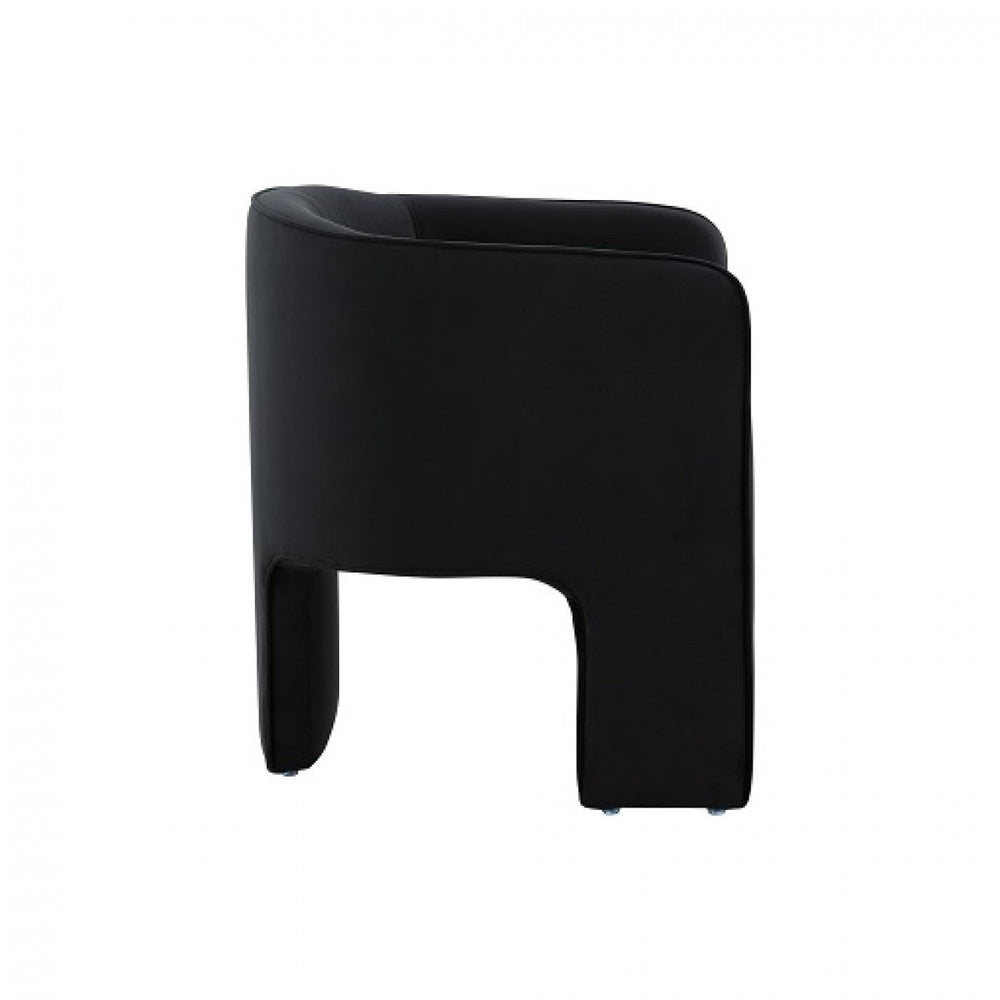 24" Black Velvet Mod Three Leg Arm Chair Image 2