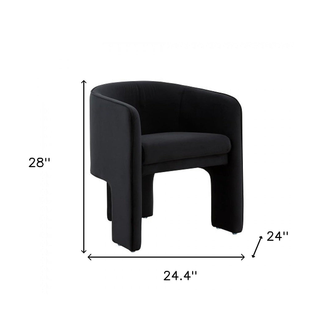 24" Black Velvet Mod Three Leg Arm Chair Image 5