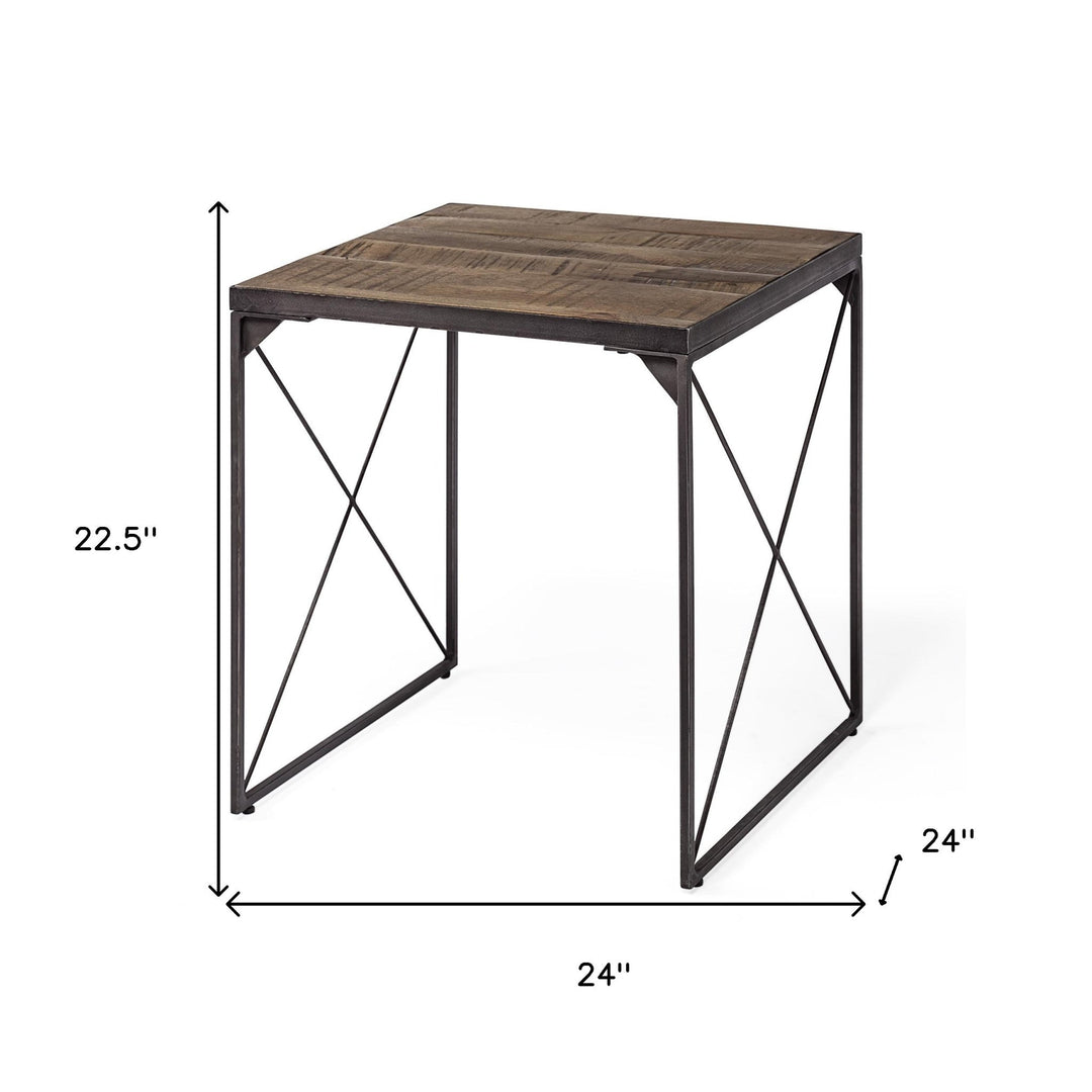 23" Brown Solid Wood Square End Table Image 6