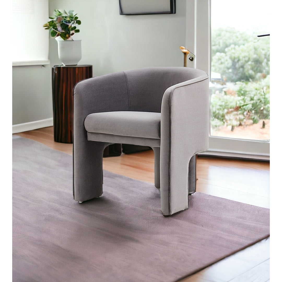 28" Contemporary Dark Gray Velvet Three Legged Chair Image 7