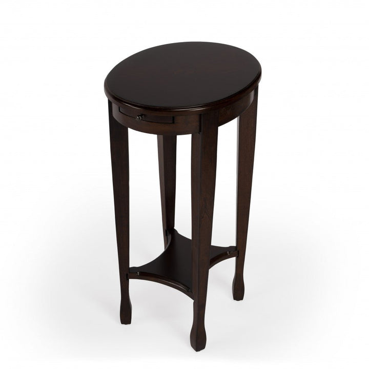 26" Chestnut Oval End Table With Shelf Image 1