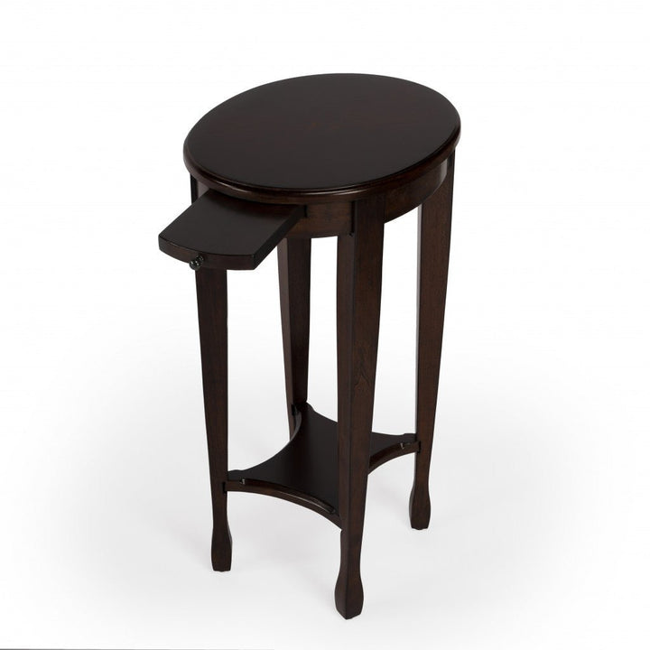 26" Chestnut Oval End Table With Shelf Image 2