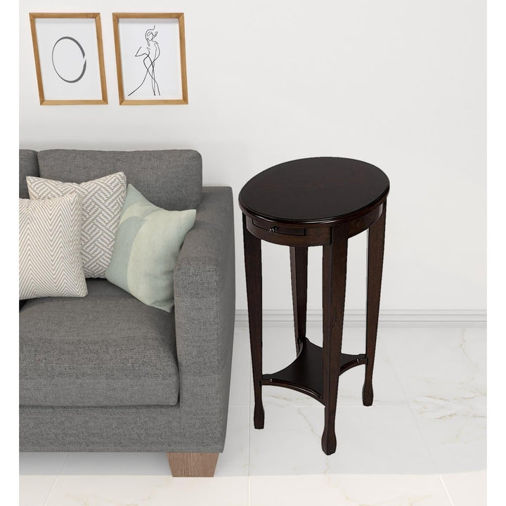 26" Chestnut Oval End Table With Shelf Image 9