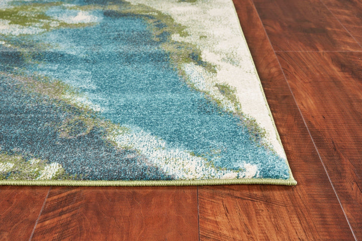 3 X 5 Teal Abstract Splashes Area Rug Image 9