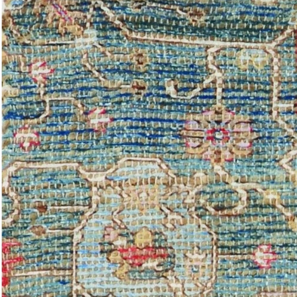 3 X 5 Blue and Beige Medallion Hand Woven Area Rug Image 8