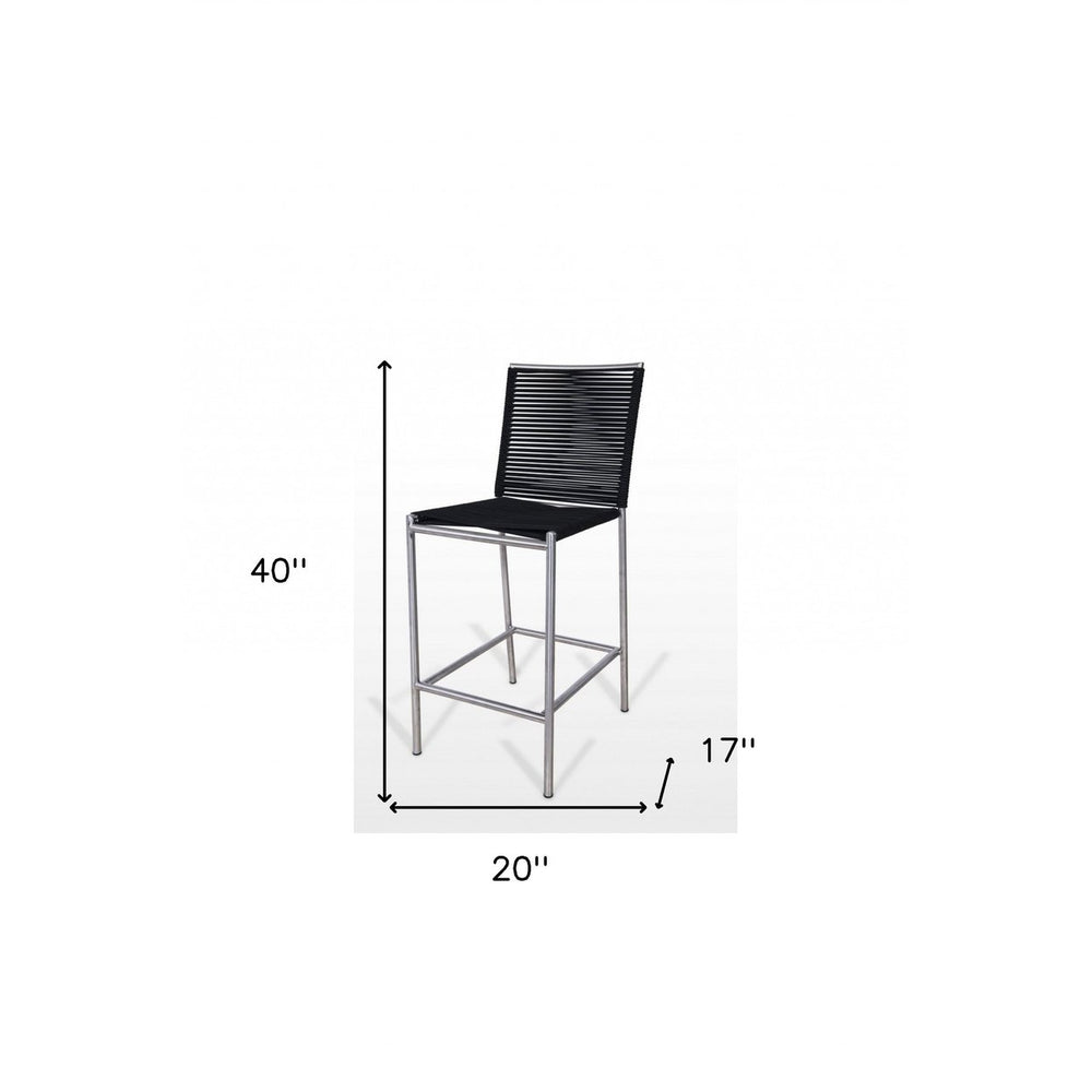 30" Black And Silver Stainless Steel Bar Height Bar Chair Image 2