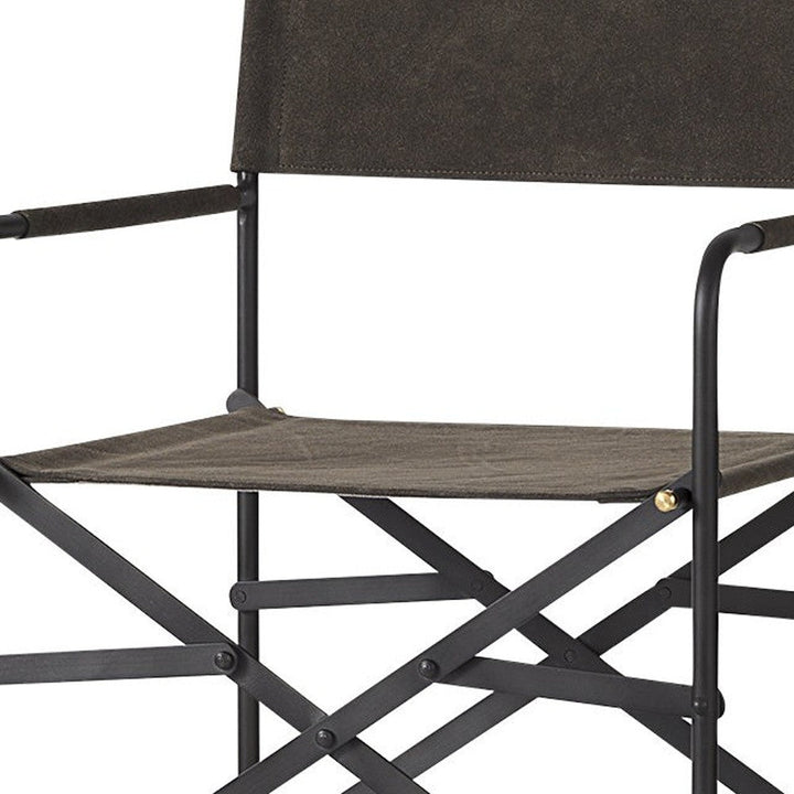 30" Brown And Black Leather And Metal Bar Chair Image 11