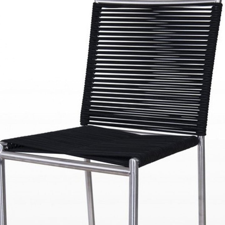 30" Black And Silver Stainless Steel Bar Height Bar Chair Image 4