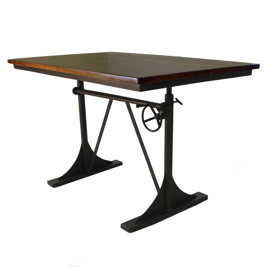 30" Brown and Black Solid Wood and Iron Trestle Base Dining Image 1