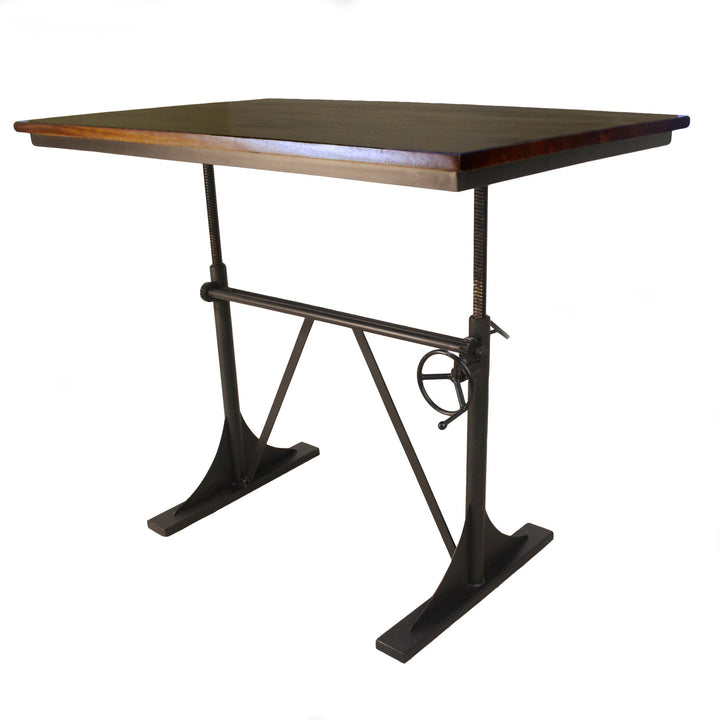 30" Brown and Black Solid Wood and Iron Trestle Base Dining Image 2