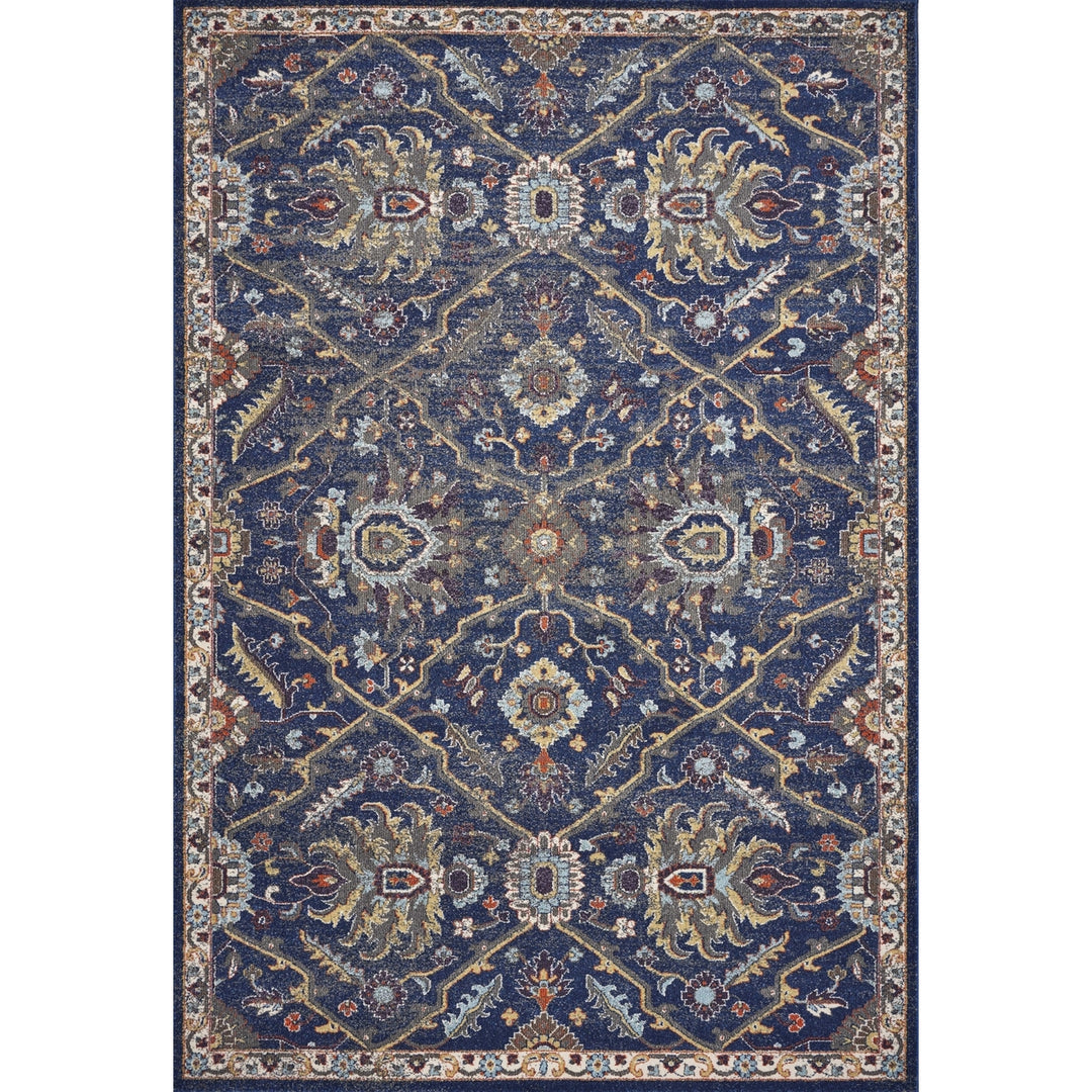 3X5 Royal Blue Machine Woven Floral Traditional Indoor Area Rug Image 1