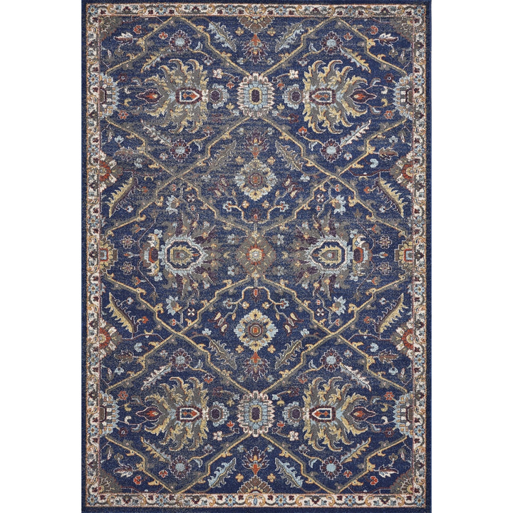 3X5 Royal Blue Machine Woven Floral Traditional Indoor Area Rug Image 1