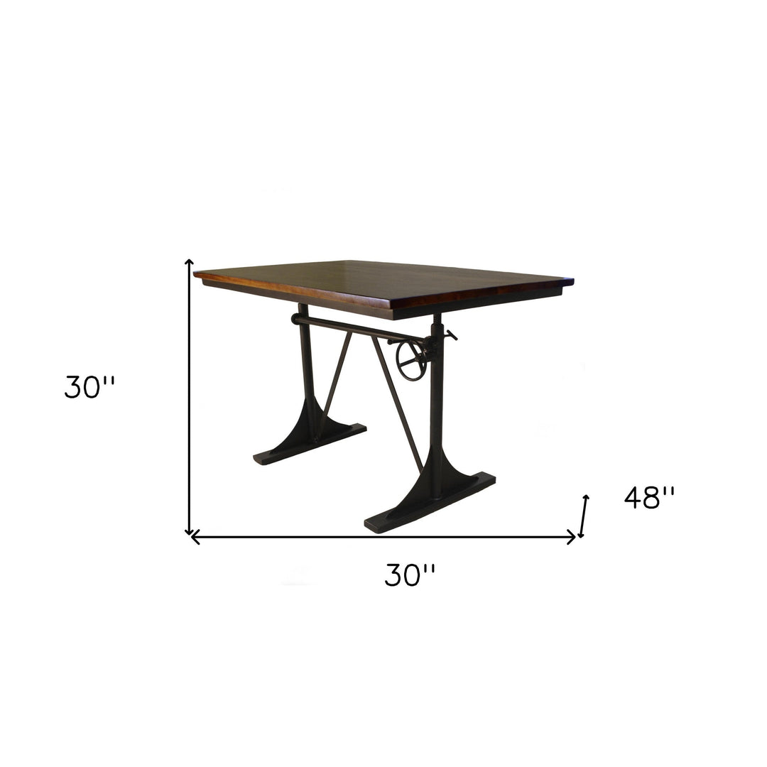 30" Brown and Black Solid Wood and Iron Trestle Base Dining Image 5