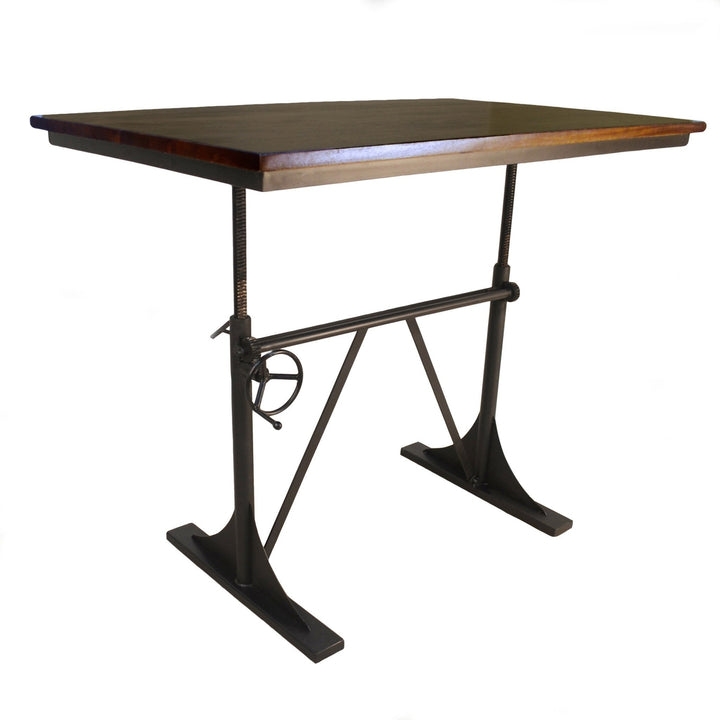 30" Brown and Black Solid Wood and Iron Trestle Base Dining Image 6