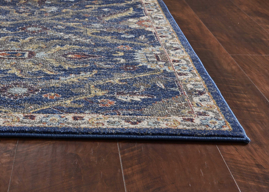 3X5 Royal Blue Machine Woven Floral Traditional Indoor Area Rug Image 4