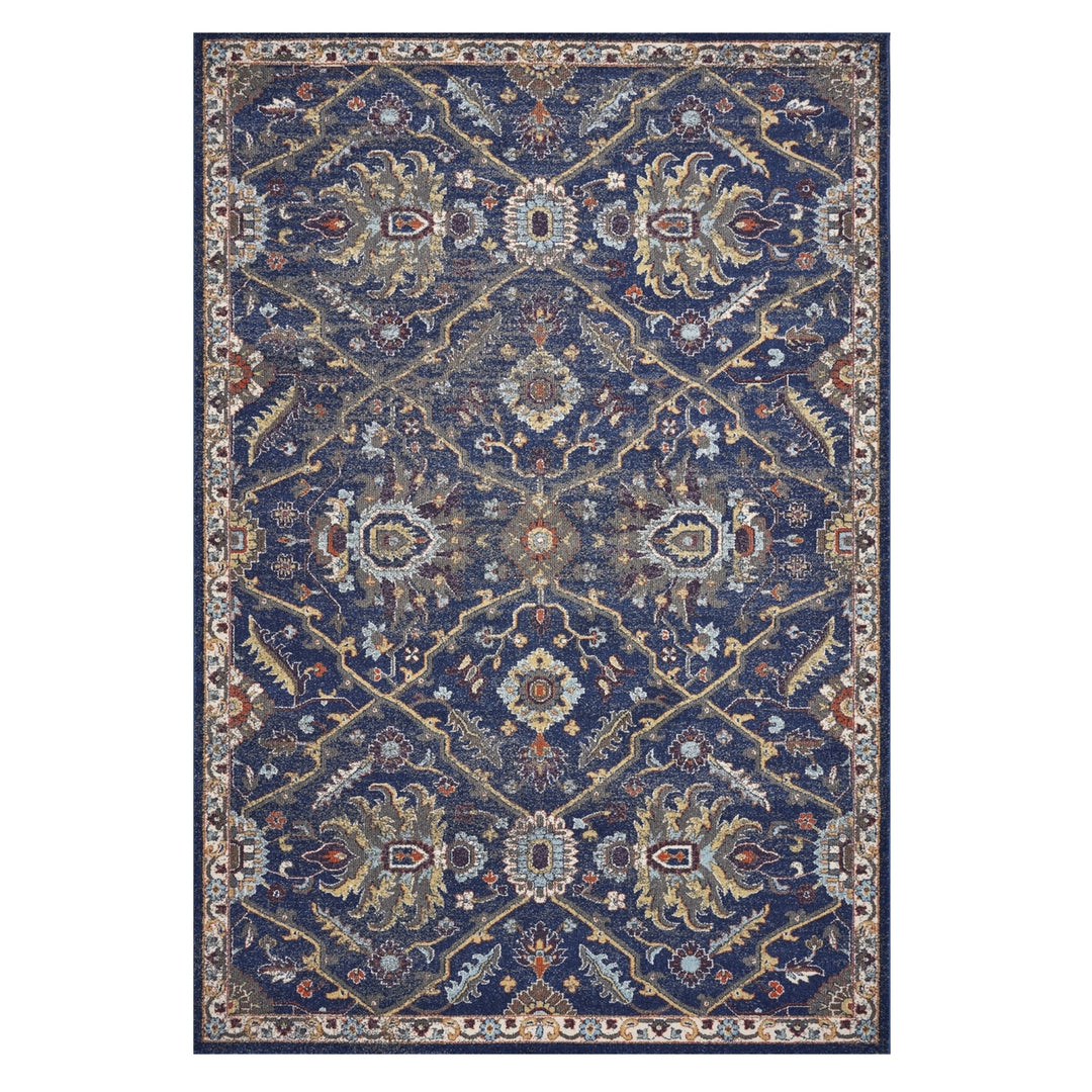 3X5 Royal Blue Machine Woven Floral Traditional Indoor Area Rug Image 5