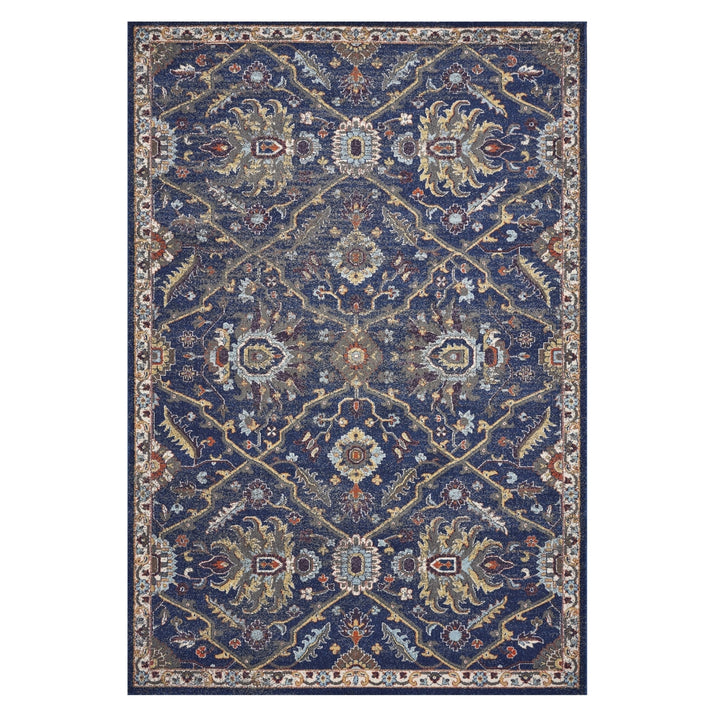 3X5 Royal Blue Machine Woven Floral Traditional Indoor Area Rug Image 5