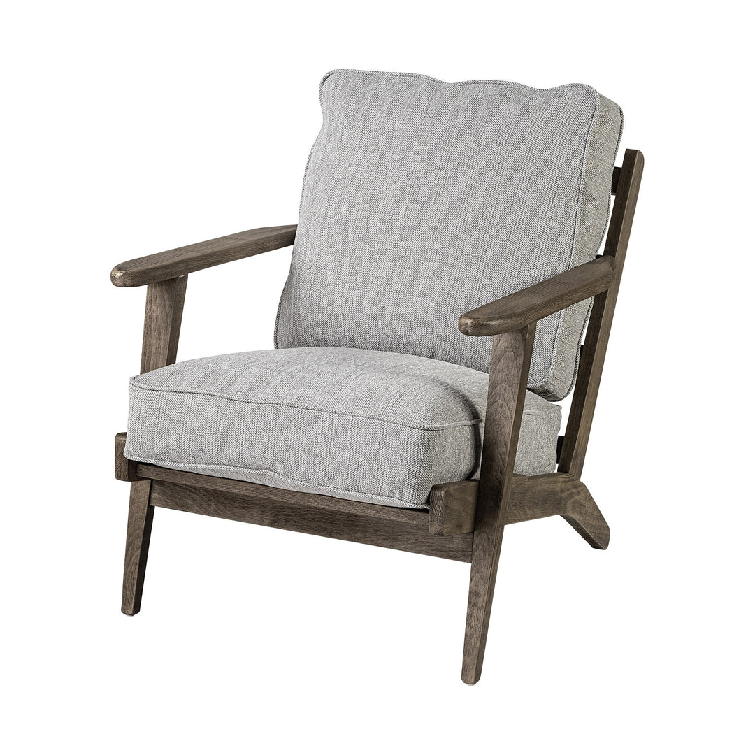 31" Gray And Brown Fabric Arm Chair Image 1