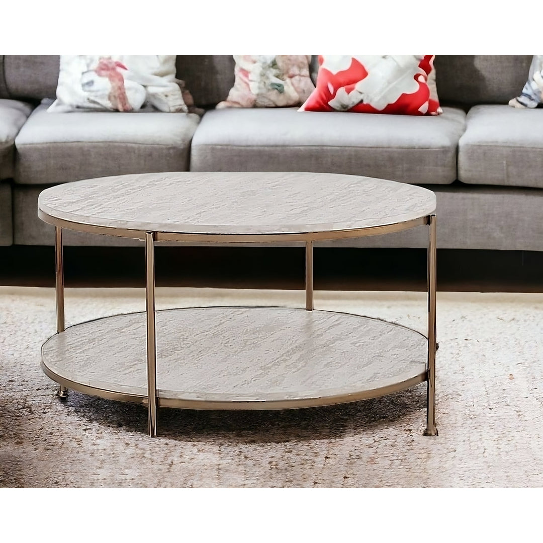 33" White Solid Manufactured Wood And Metal Square Coffee Table Image 5