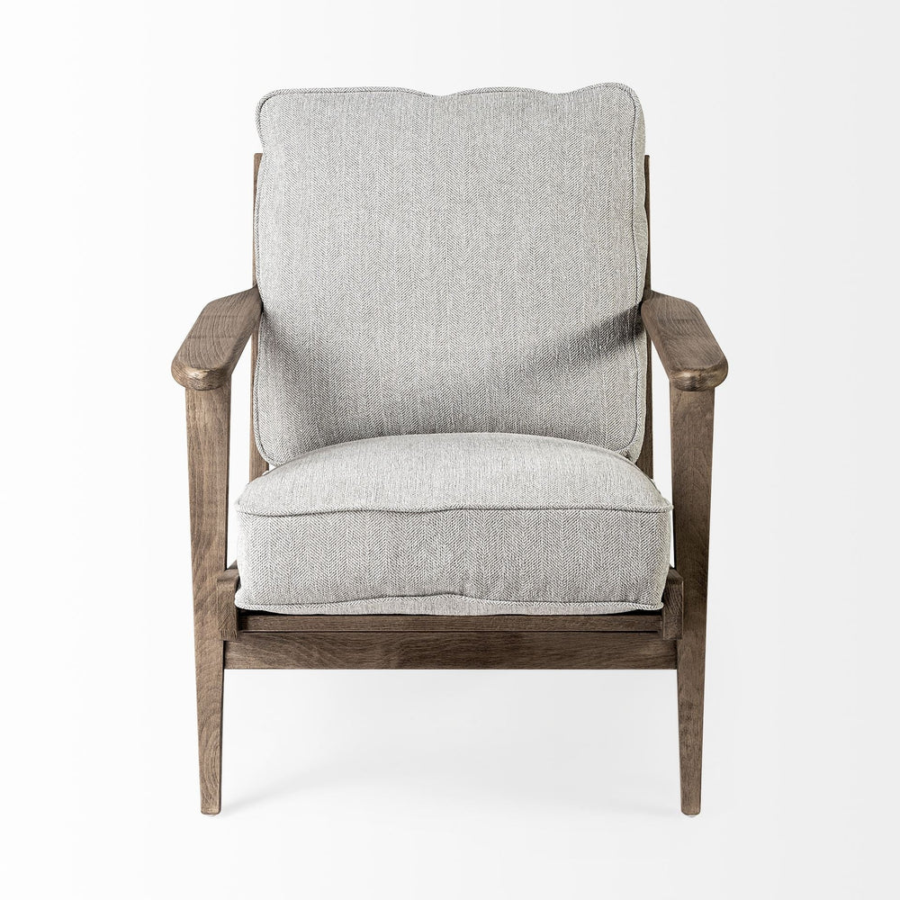 31" Gray And Brown Fabric Arm Chair Image 2