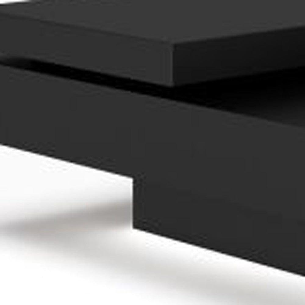 39" Black And Walnut Square Coffee Table With Drawer Image 2