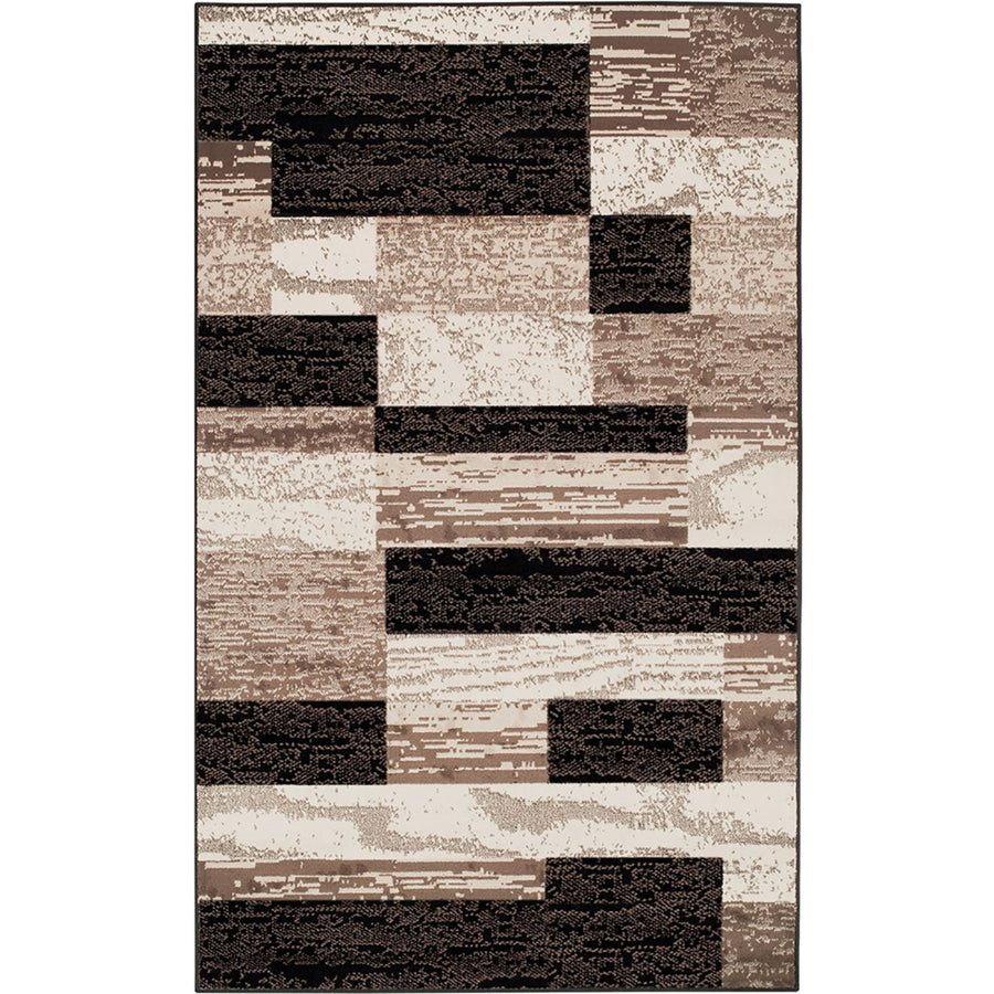 4 X 6 Chocolate Patchwork Power Loom Stain Resistant Area Rug Image 1