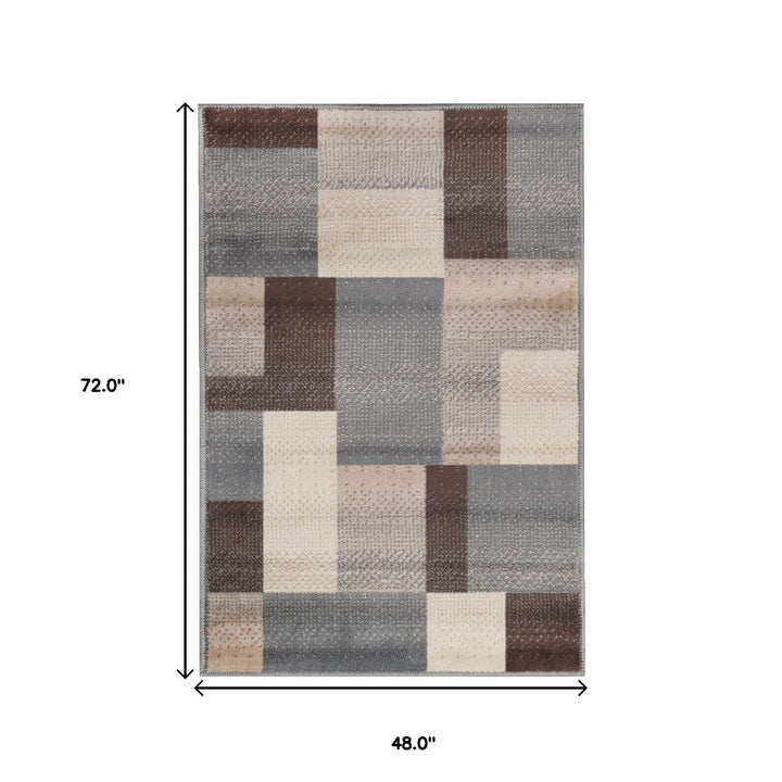 4 X 6 Grey Patchwork Power Loom Stain Resistant Area Rug Image 8