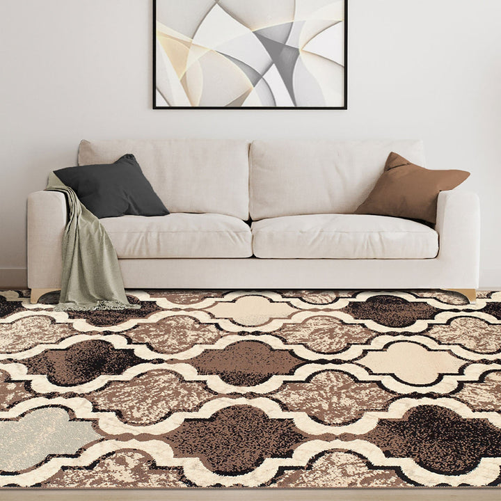 4 X 6 Ivory Quatrefoil Power Loom Distressed Stain Resistant Area Rug Image 5