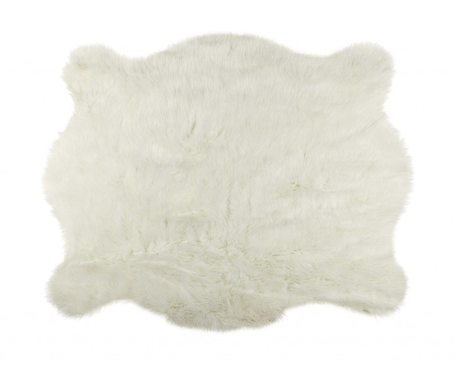 4 X 5 Polar Bear Off White Faux Hide Area Rug Image 1