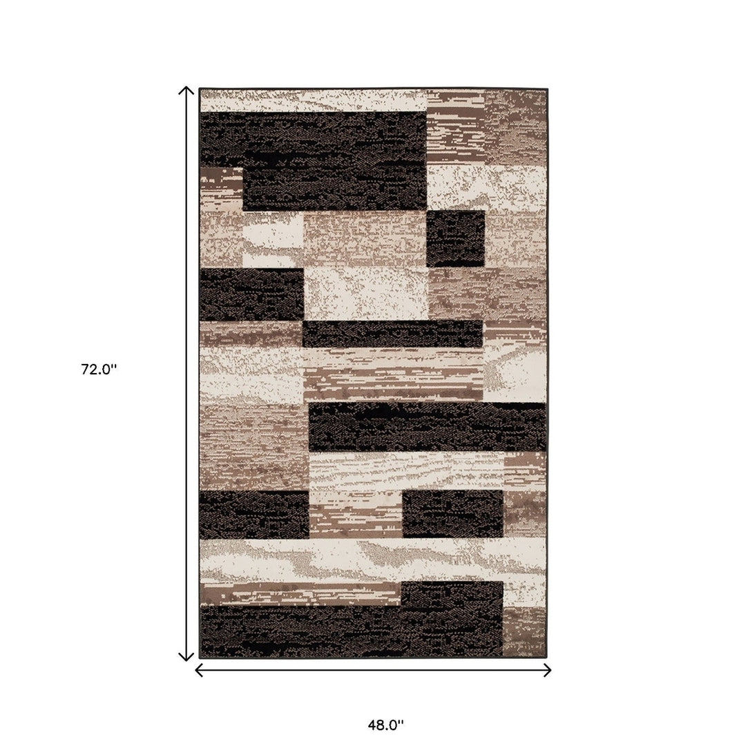 4 X 6 Chocolate Patchwork Power Loom Stain Resistant Area Rug Image 8