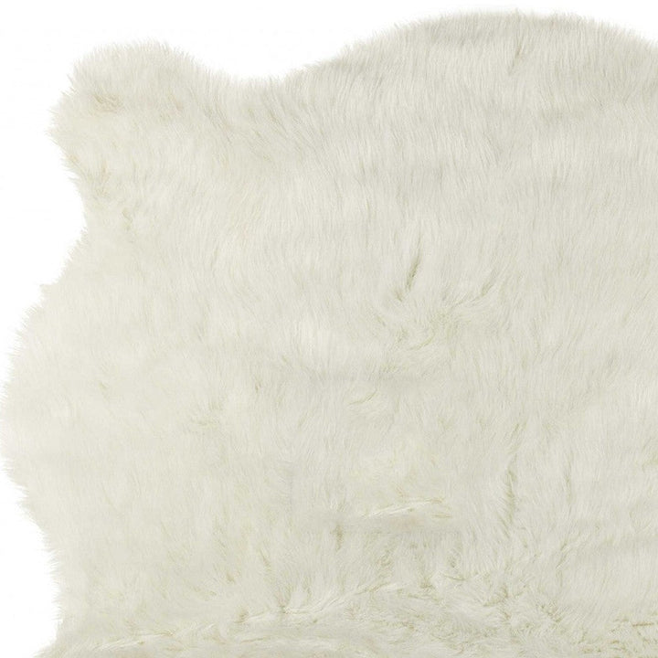 4 X 5 Polar Bear Off White Faux Hide Area Rug Image 5