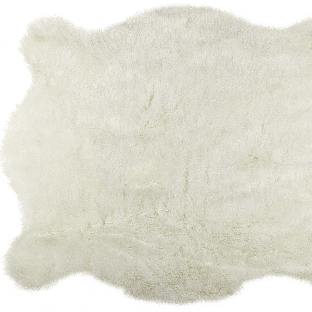 4 X 5 Polar Bear Off White Faux Hide Area Rug Image 6